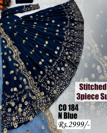 STITCHED 3 piece DRESS FA- 184 N Blue