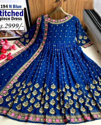 STITCHED 3 piece DRESS FA- 194 N Blue