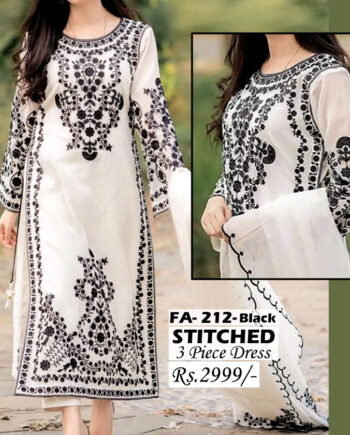 STITCHED 3 piece DRESS FA- 212 Black