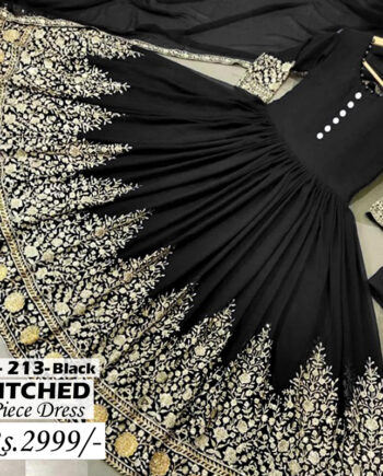 STITCHED 3 piece DRESS FA- 213 Black
