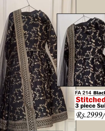 STITCHED 3 piece DRESS FA- 214 Black