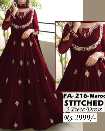 STITCHED 3 piece DRESS FA- 216 Maroon