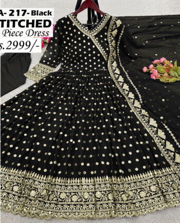 STITCHED 3 piece DRESS FA- 217 Black