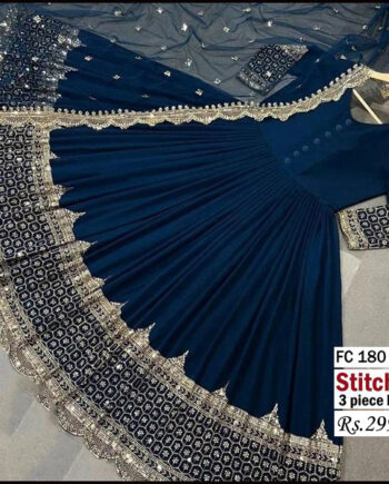 STITCHED 3 piece DRESS FA- 180 N blue