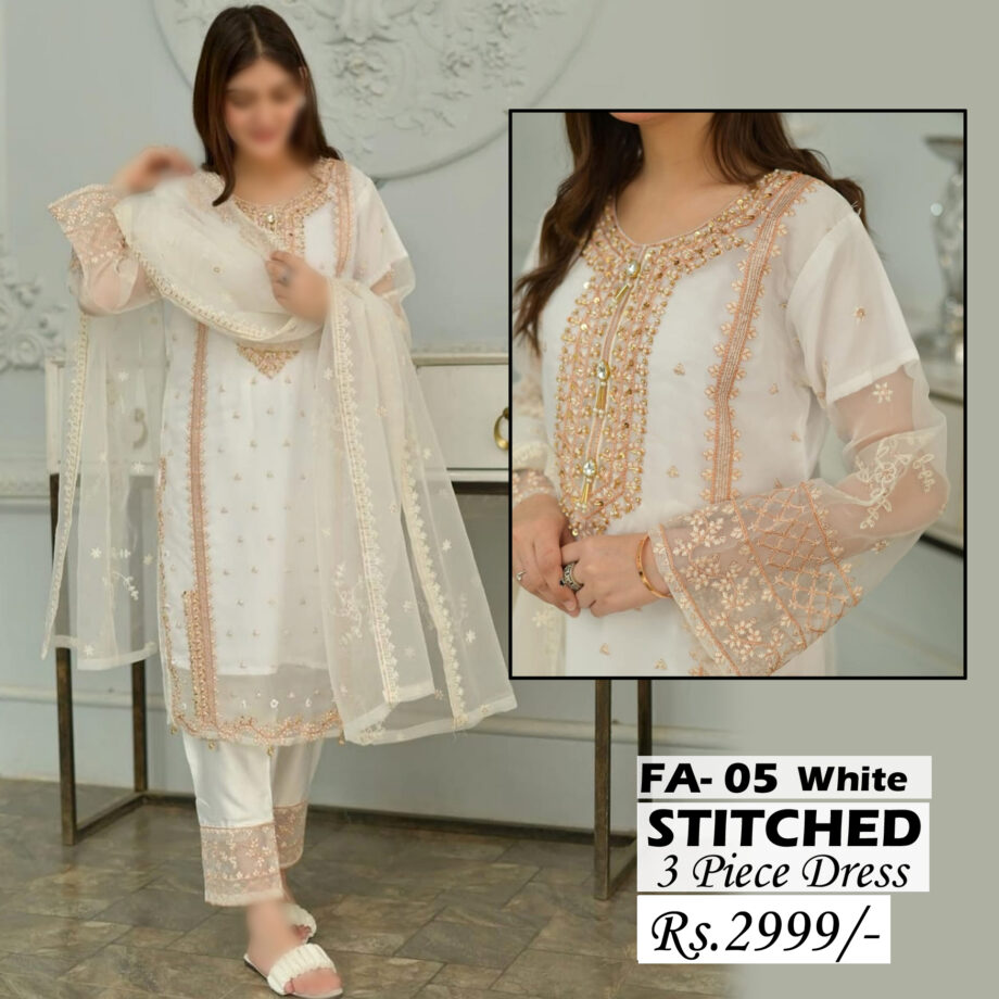 STITCHED 3 piece DRESS FA- 05 W