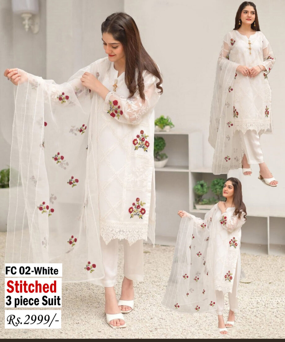 STITCHED 3 piece DRESS FA-02 W