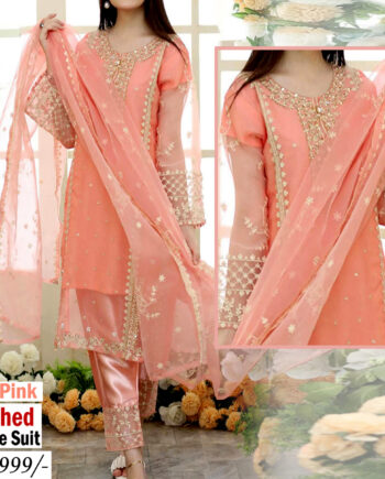 STITCHED 3 piece DRESS FA- 05 Pink