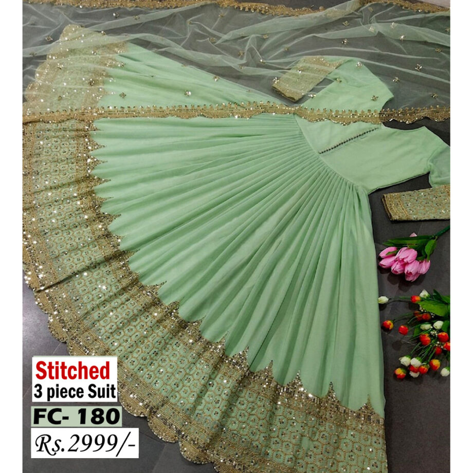 STITCHED 3 piece DRESS FA- 180 Pista