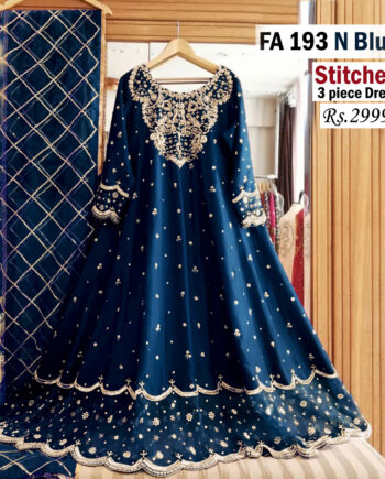 STITCHED 3 piece DRESS FA- 193 N blue