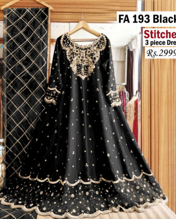 STITCHED 3 piece DRESS FA- 193 Black